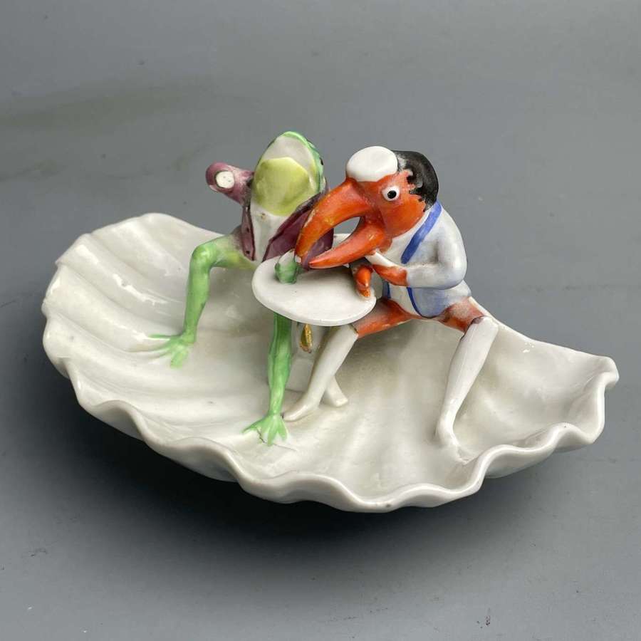 Continental Novelty Porcelain Dish of a Frog & Lobster in Costume