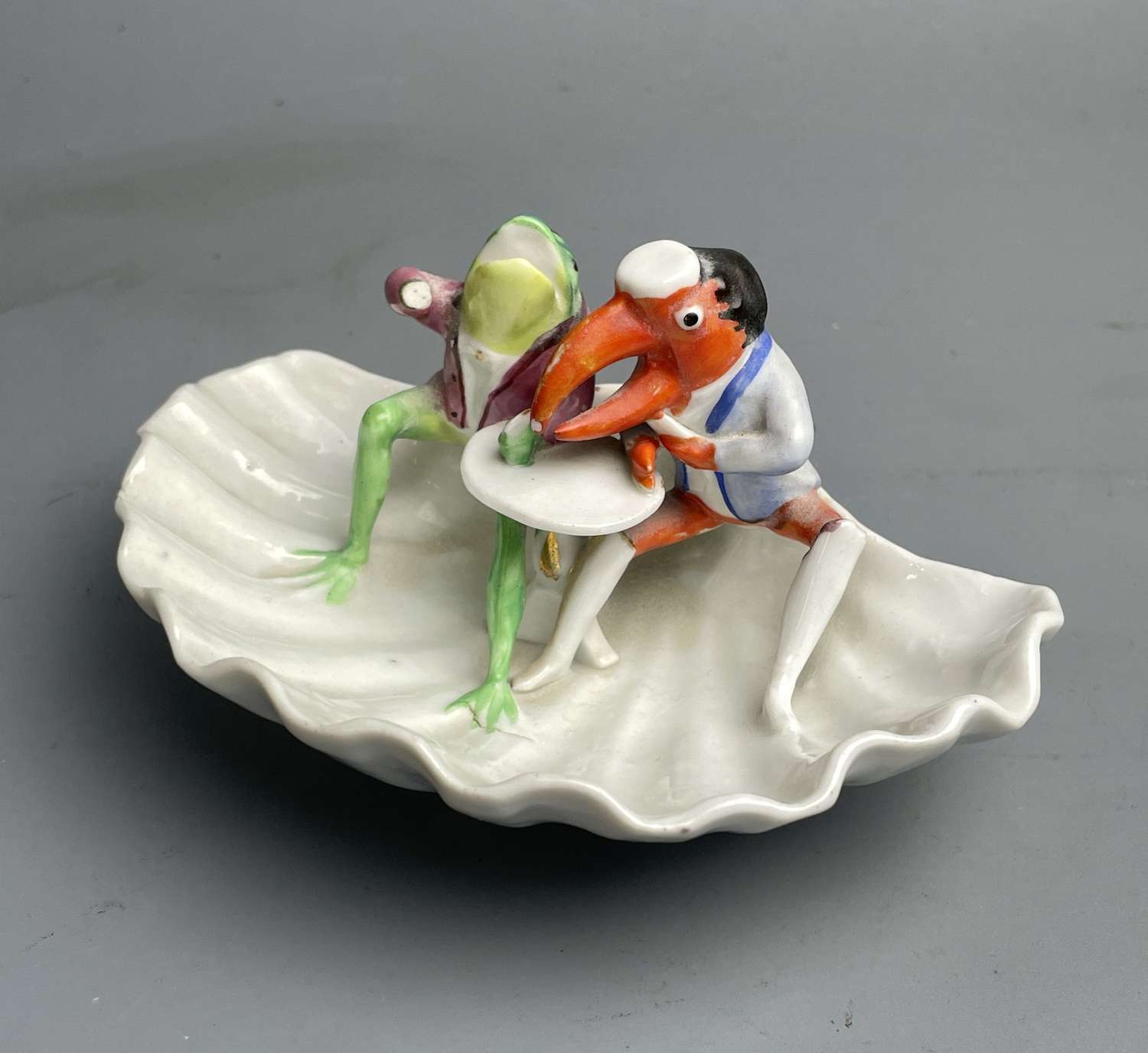 Continental Novelty Porcelain Dish of a Frog & Lobster in Costume
