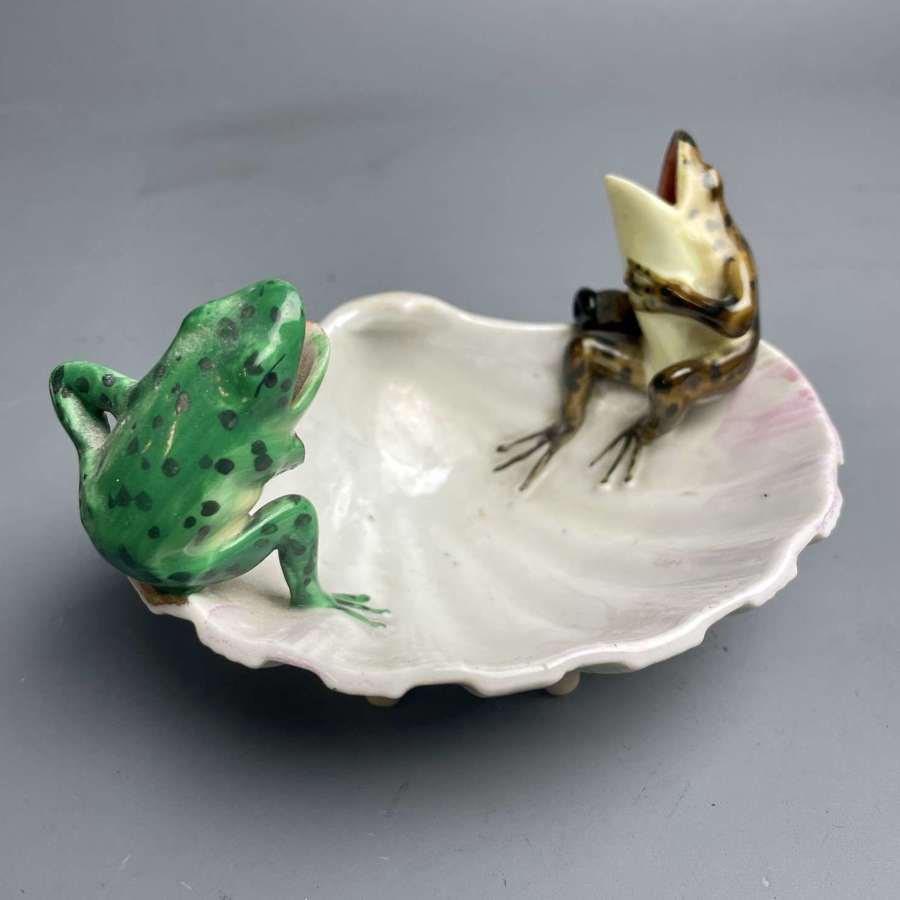 Continental Novelty Porcelain Dish with Two Laughing Frogs