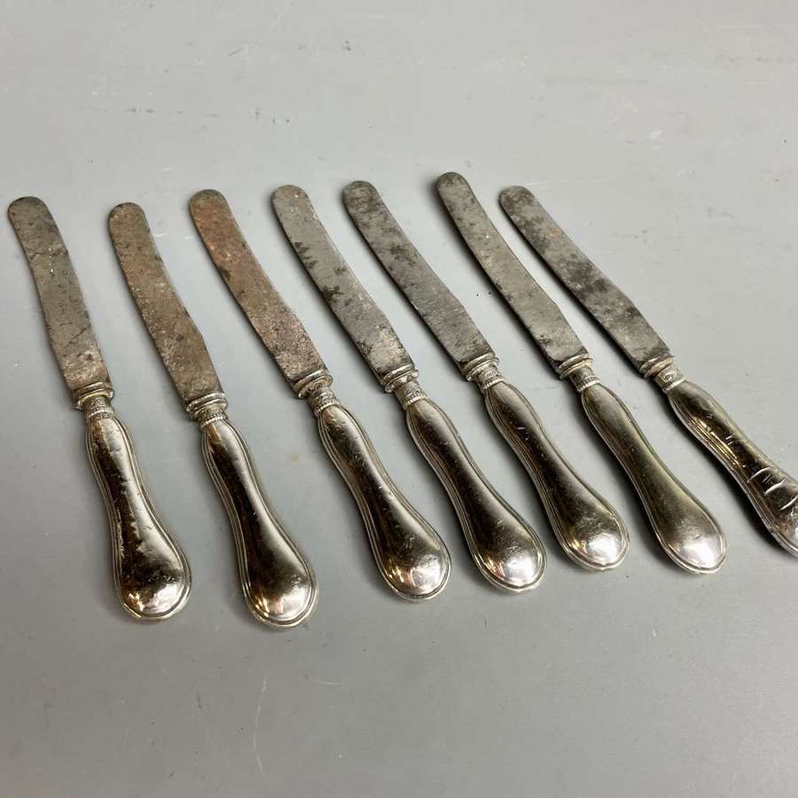 Seven Antique Miniature Silver Handled Doll's Knives