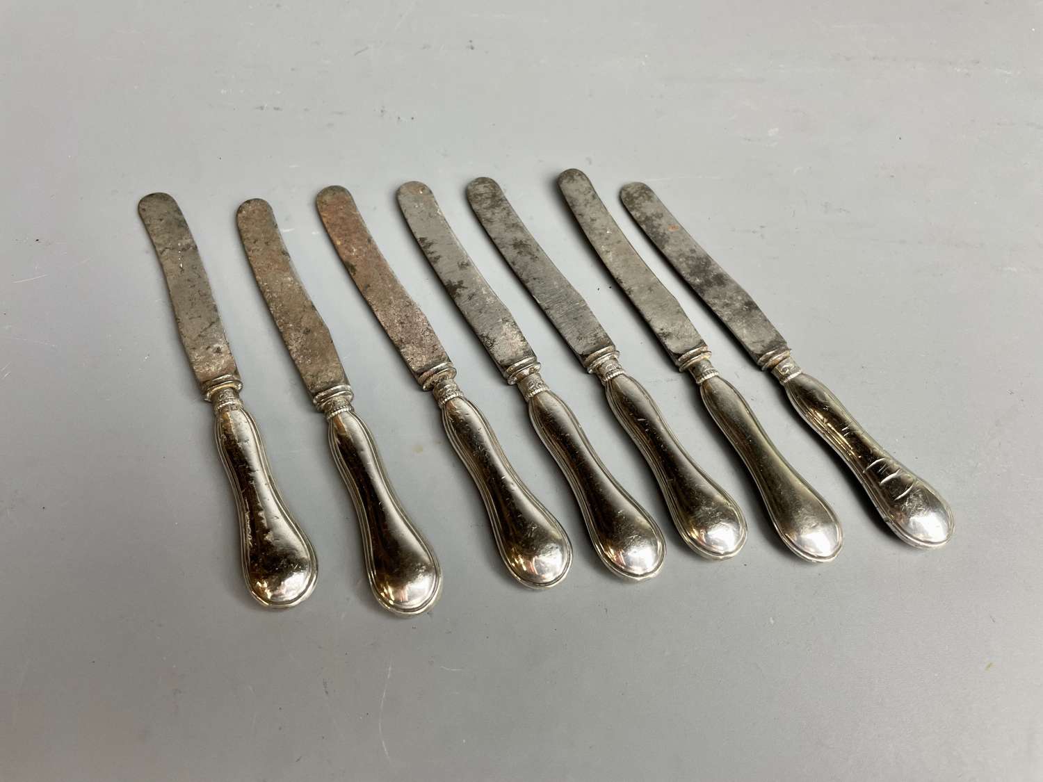 Seven Antique Miniature Silver Handled Doll's Knives