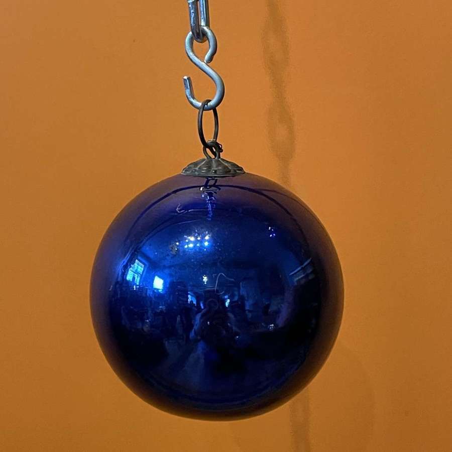 Antique French Blue Mercury Glass Witches Ball