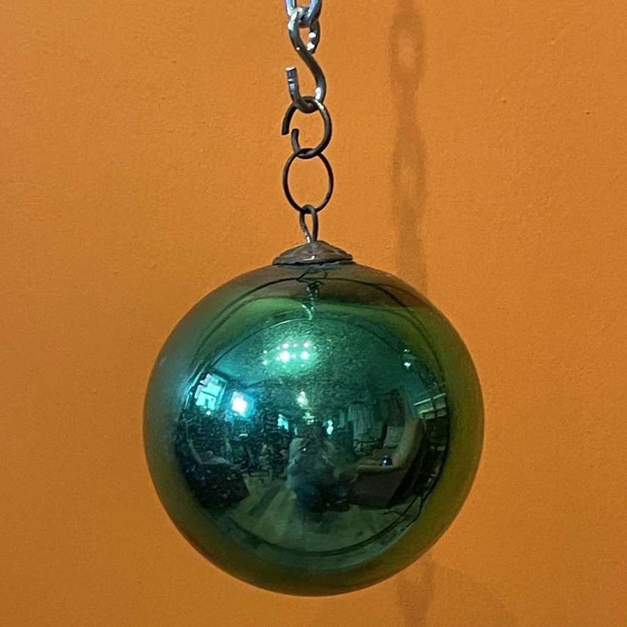 Antique Emerald Green Mercury Glass Witches Ball