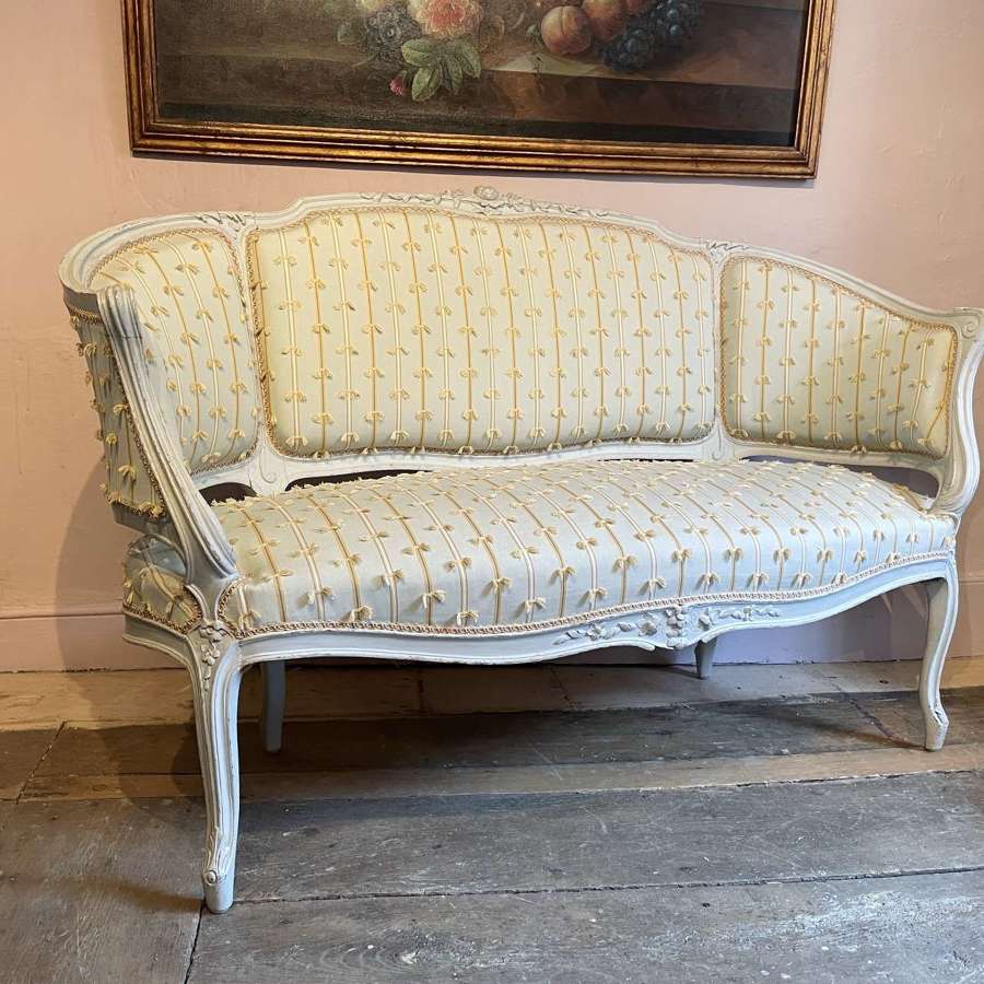 French Louis XV Style Painted Corbeile Sofa
