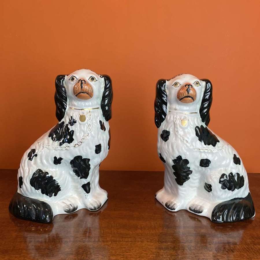 Pair of Victorian Staffordshire Pottery 'Disraeli' Dogs