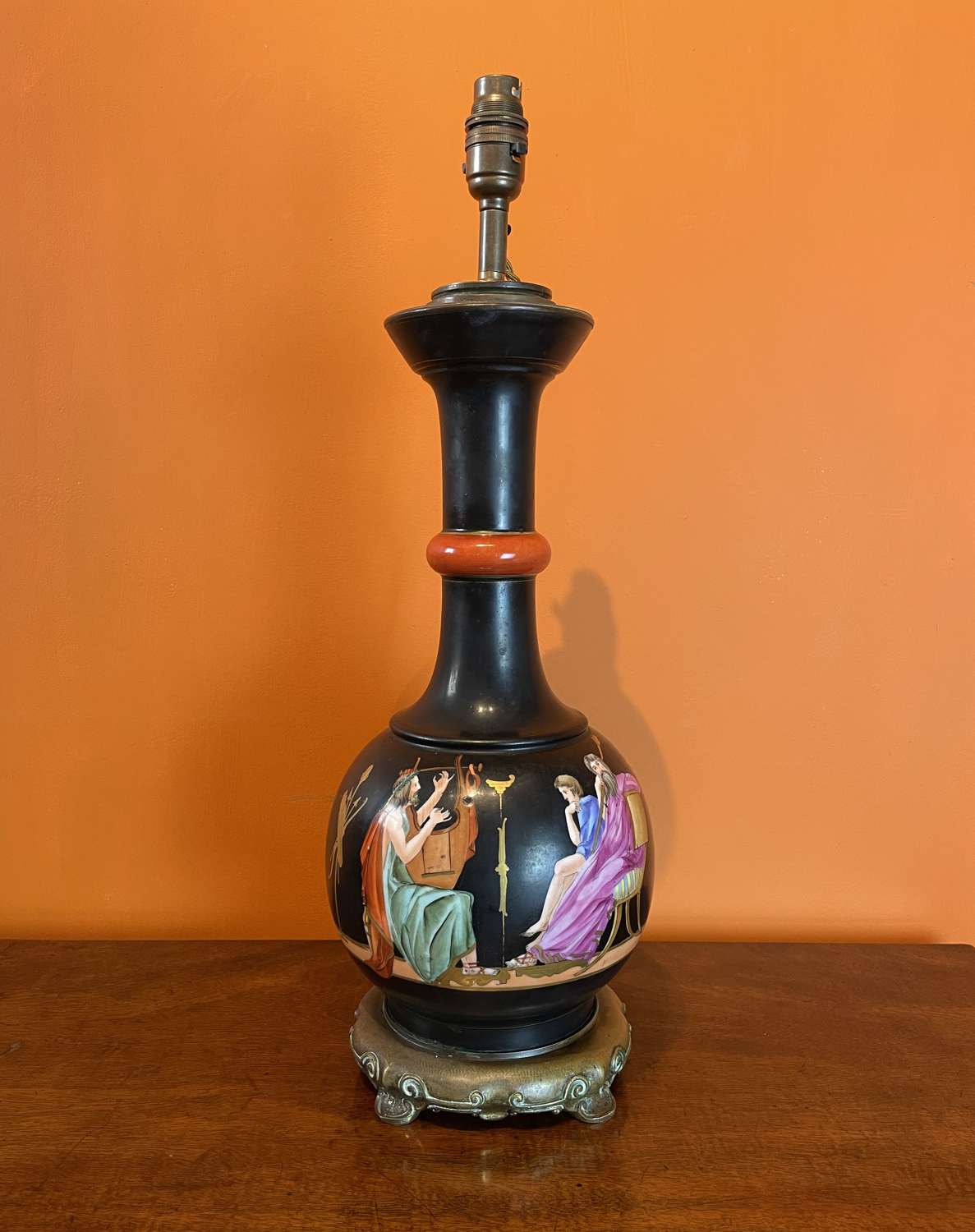 Victorian Greek Revival Porcelain Lamp in the Manner of Samuel Alcock
