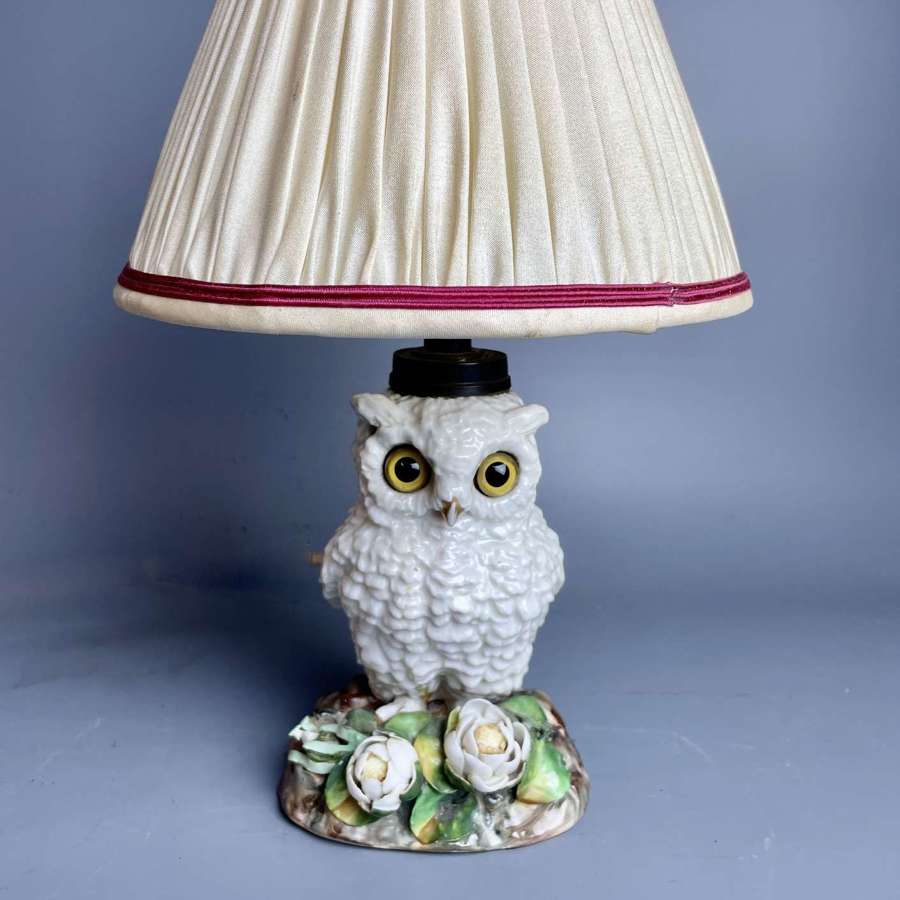 Victorian Porcelain Owl Lamp Base