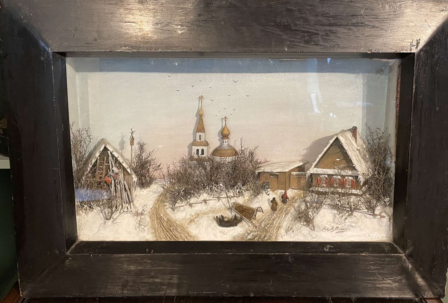 19th Century Russian Diorama of a Snowy Landscape