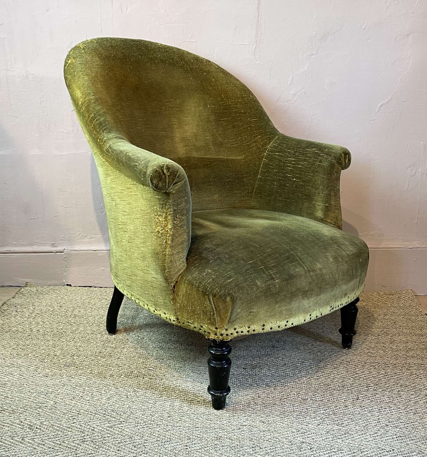 French Napoleon III Crapaud Armchair for Recovering