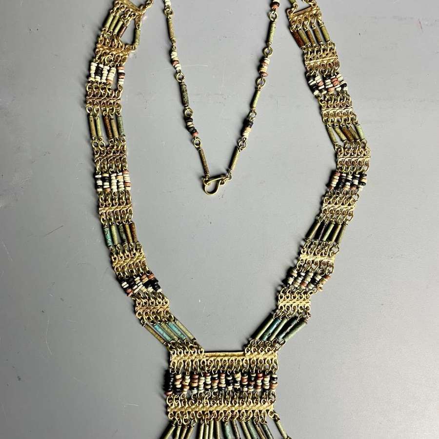 Ancient Egyptian Mummy Bead Pectoral Necklace