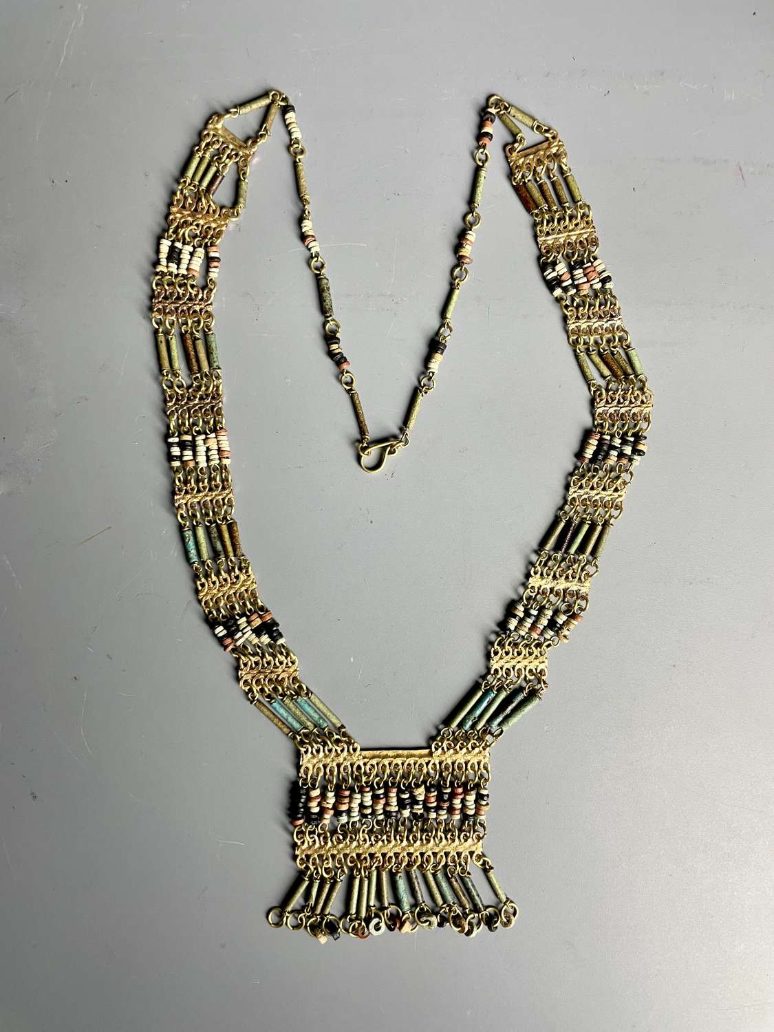 Ancient Egyptian Mummy Bead Pectoral Necklace