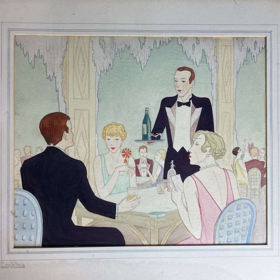 Art Deco Watercolour of a Cocktail Party