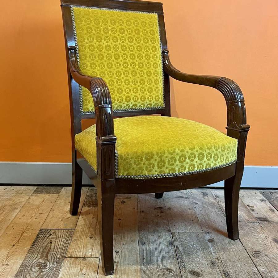 Vintage French Charles X Style Mahogany Armchair