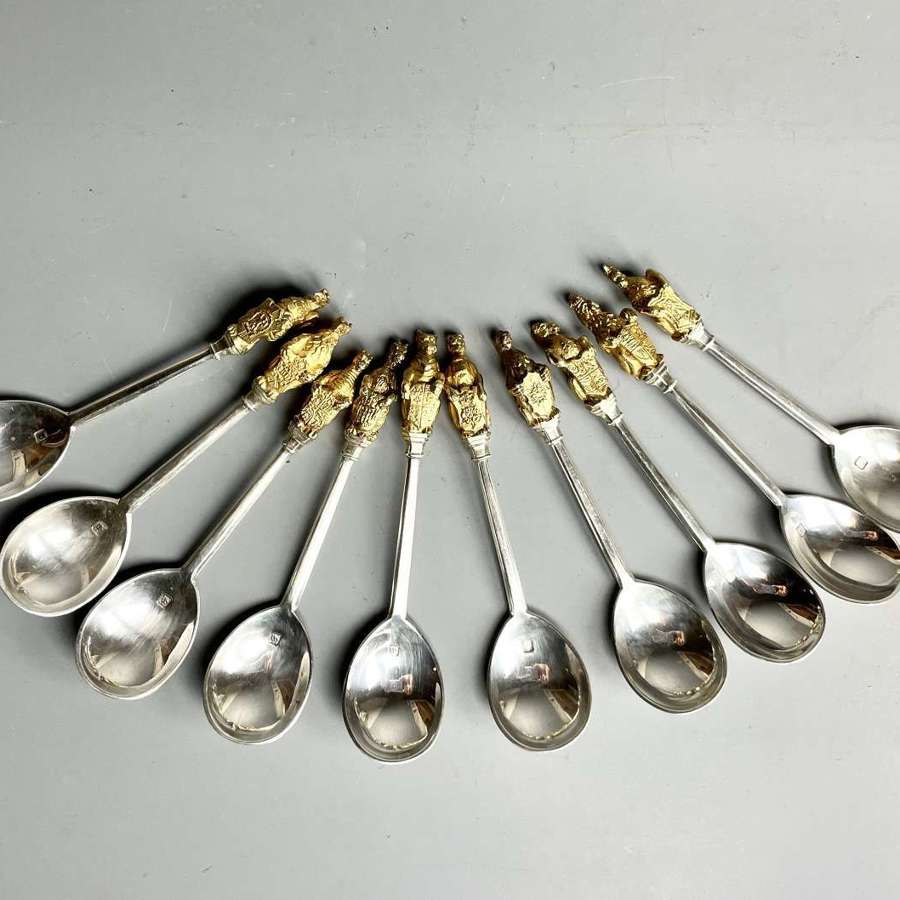 Set of Silver Queen's Beasts limited edition 1973 Commemorative Spoons