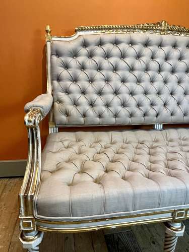 Antique French Louis XVI Revival Button Back Sofa