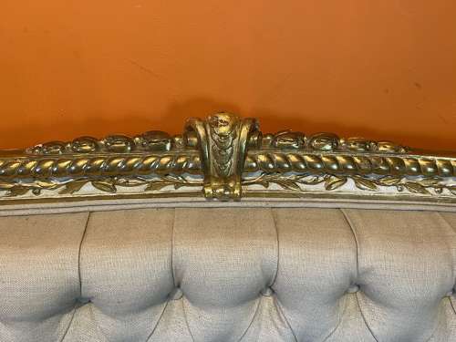 Antique French Louis XVI Revival Button Back Sofa