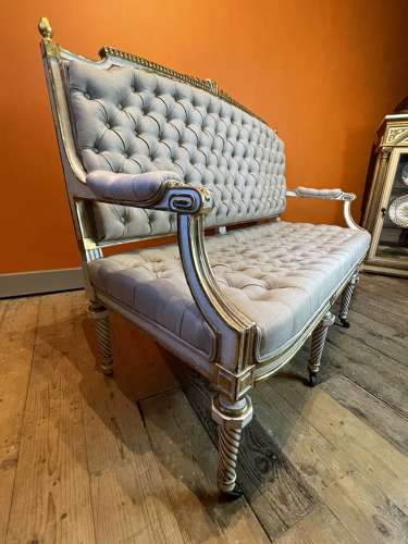 Antique French Louis XVI Revival Button Back Sofa