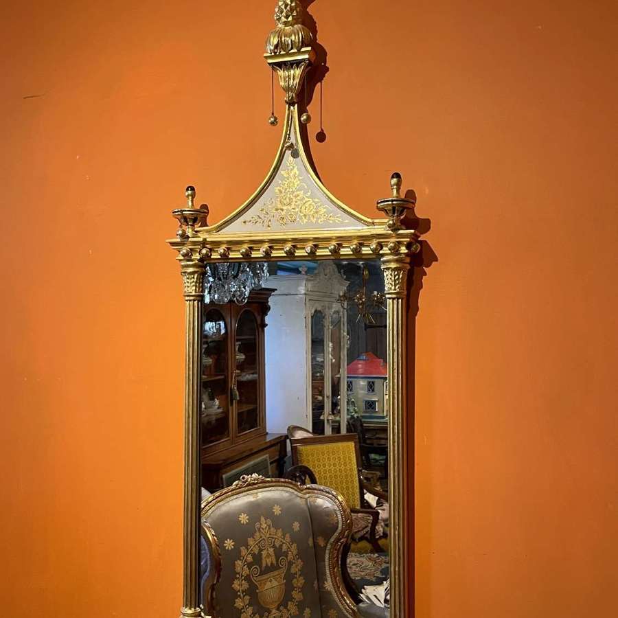 Regency Style Gilded & Verre Eglomise Pier Mirror