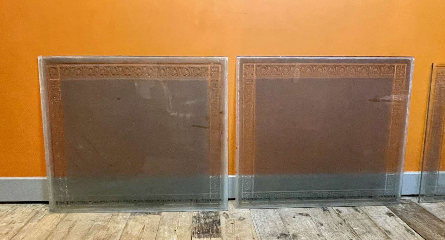 Pair of Victorian Acid Etched & Frosted Glass Pub Windows