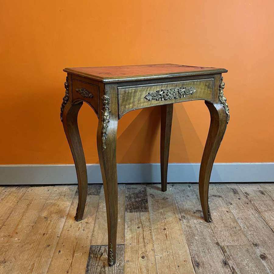 Antique French Louis XV Revival Ormolu Mounted Walnut Side Table