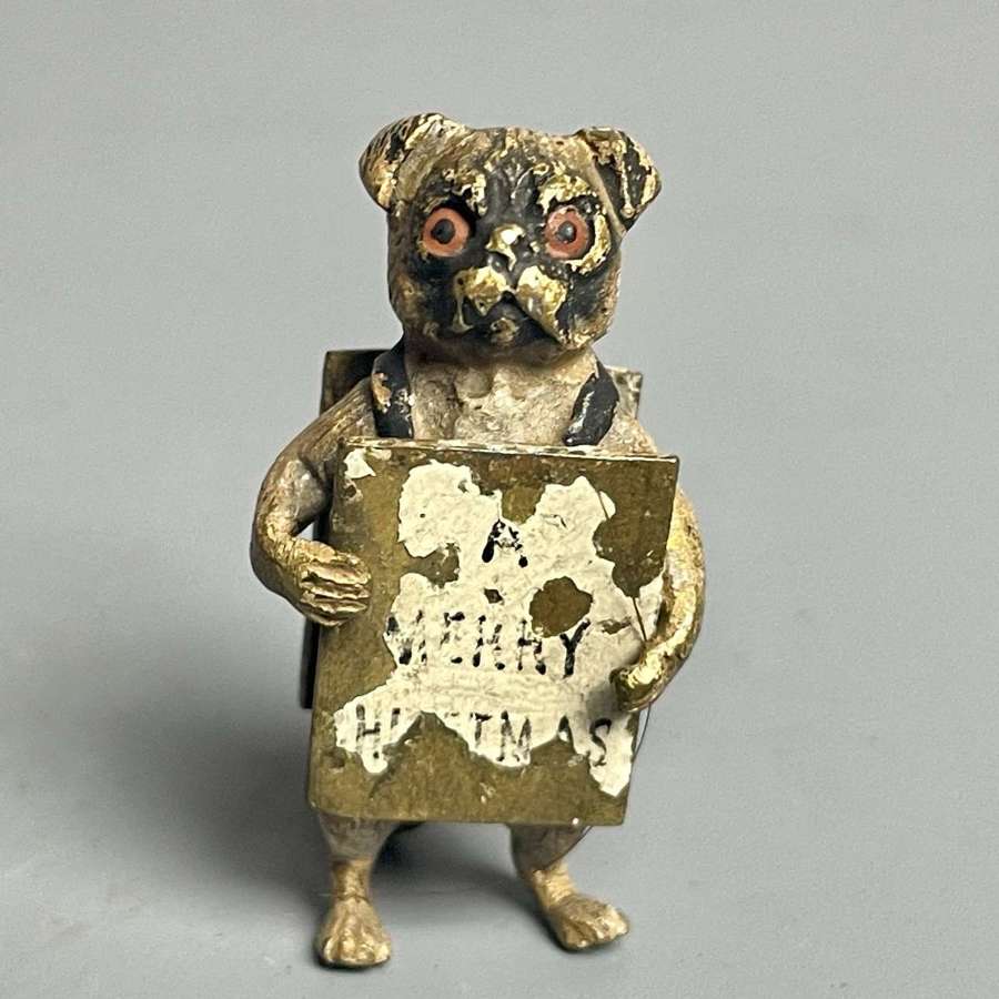 Miniature Austrian Cold Painted Bronze of a Pug Dog