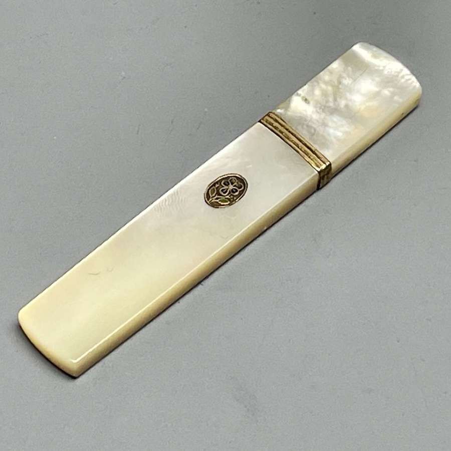 Palais Royale Gold Mounted Mother of Pearl Needle Case