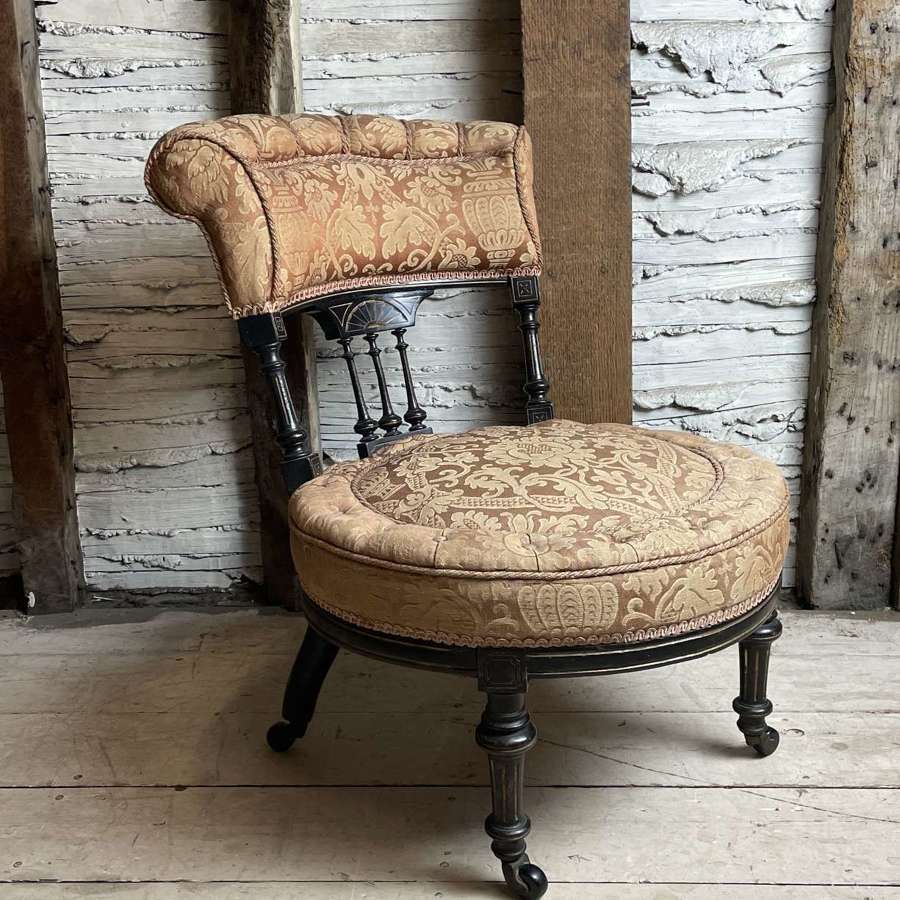 Small Victorian Aesthetic Movement Ebonised Chair with Circular Seat