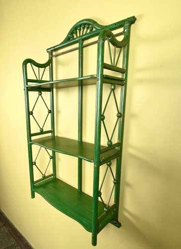 Green Painted Folding Three Tier Wall Shelf