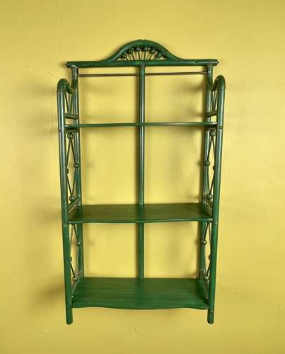 Green Painted Folding Three Tier Wall Shelf