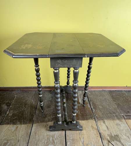 Victorian Chinoiserie Green Ground Bobbin Turned Sutherland Table