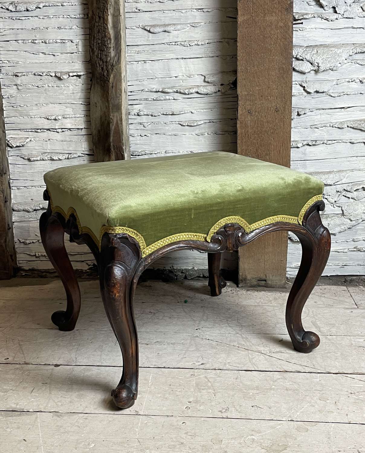 Victorian Upholstered Mahogany Stool