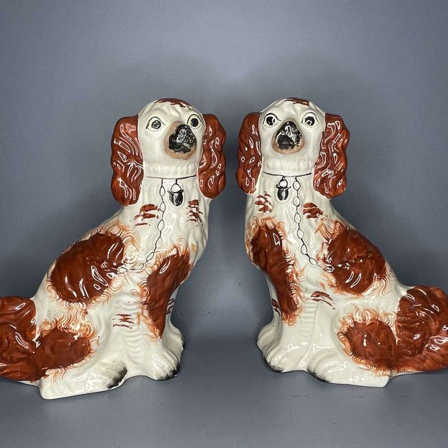 Large Pair of Victorian Staffordshire Spaniels
