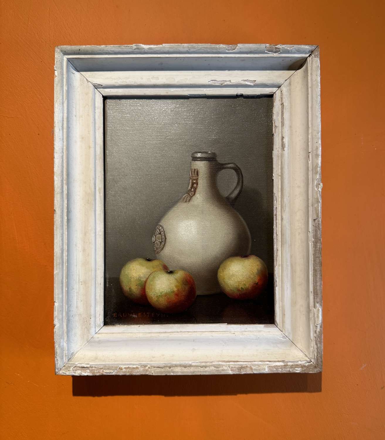Nicolaas Bruyneteyn, Still Life of a Flagon and Apples, Oil on Canvas