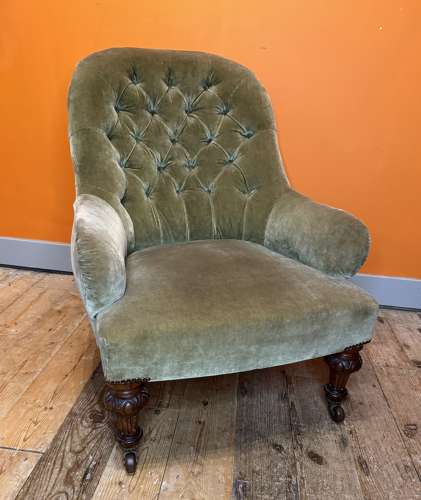 Victorian Iron Framed Button Back Armchair