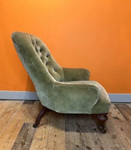 Victorian Iron Framed Button Back Armchair