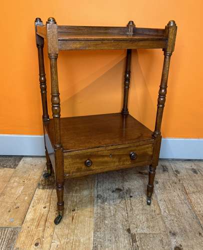 Regency Mahogany Two Tier Whatnot with Lower Drawer