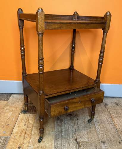 Regency Mahogany Two Tier Whatnot with Lower Drawer