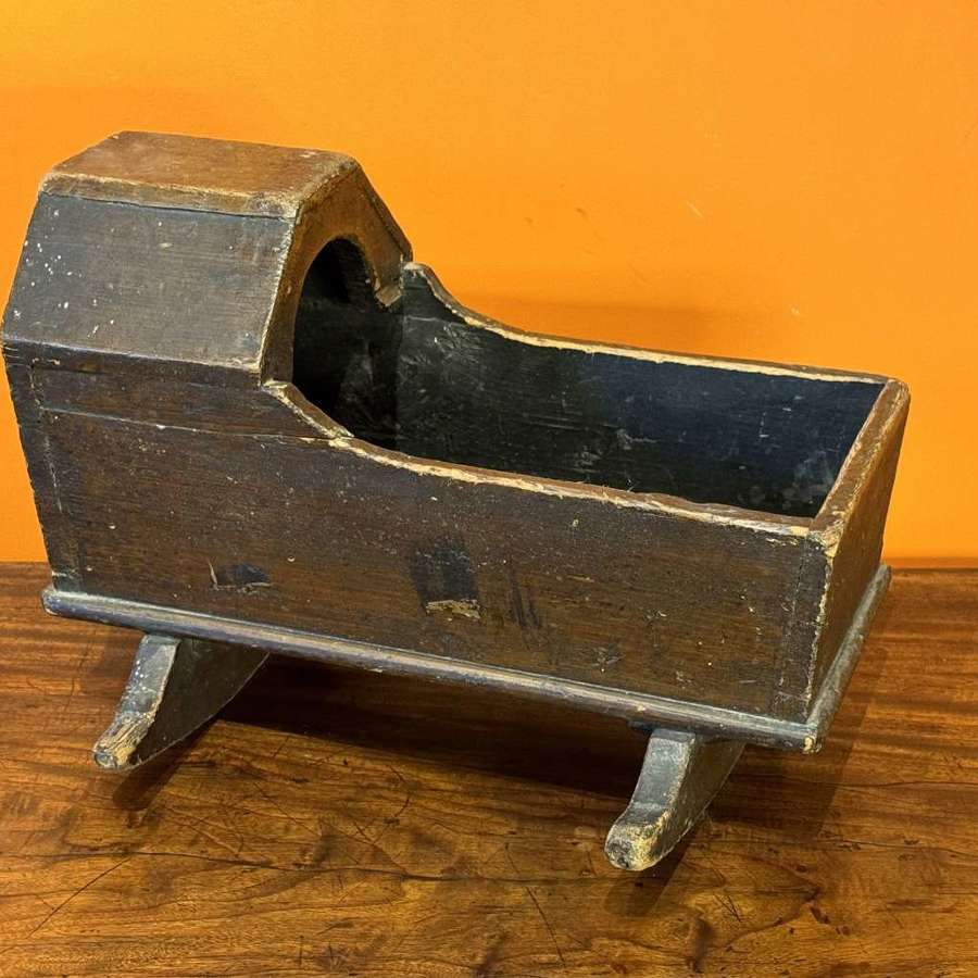 Antique Primitive Folk Art Dolls Toy Cradle