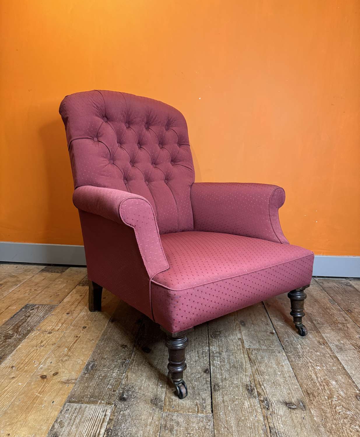Victorian Button Upholstered Drawing Room Armchair