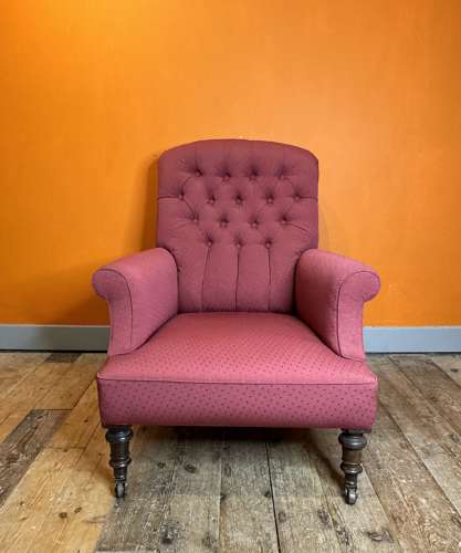 Victorian Button Upholstered Drawing Room Armchair
