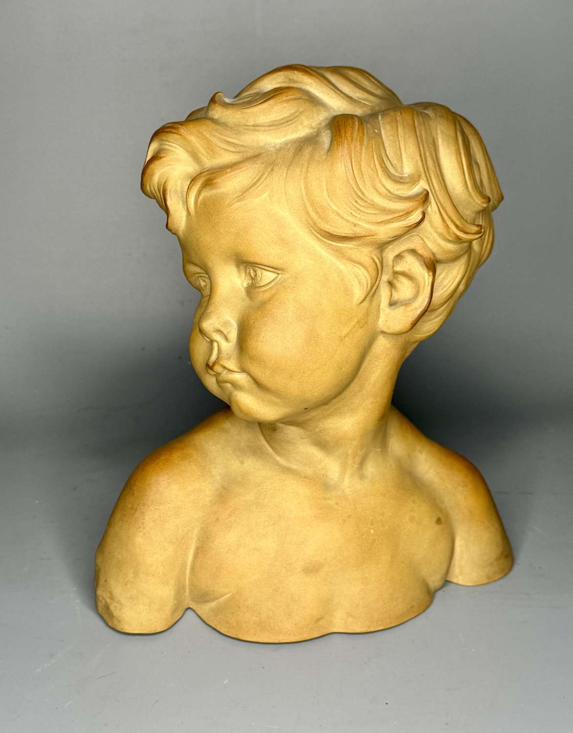 Sevres Terracotta Portrait Bust of a Young Child After Jules Dalou
