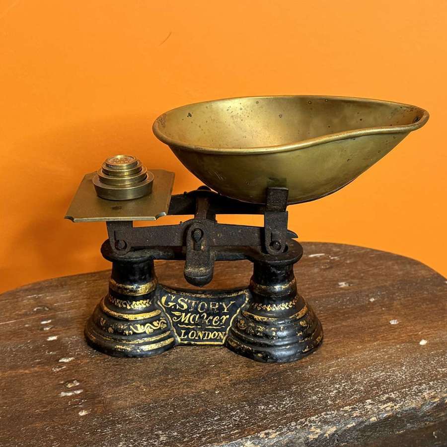 Miniature Victorian Iron & Brass Sweet Shop Scales by G Story