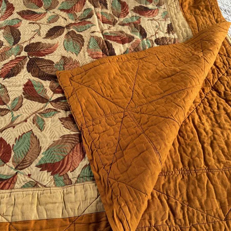 Antique French Leaf Pattern Double Quilt