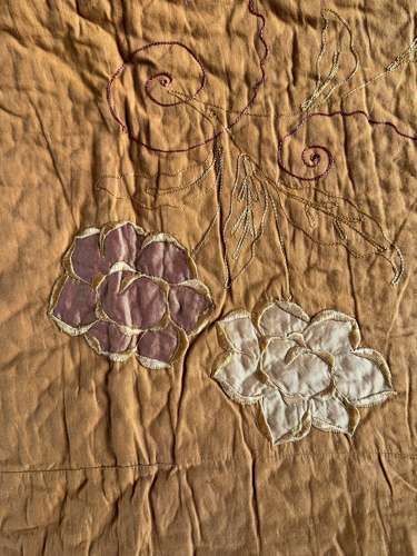 Antique French Leaf Pattern Double Quilt