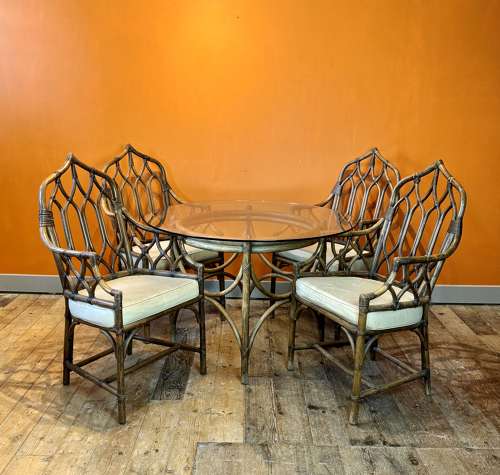 1970S Bamboo Dining Table & Chairs By Angraves Of Leicester