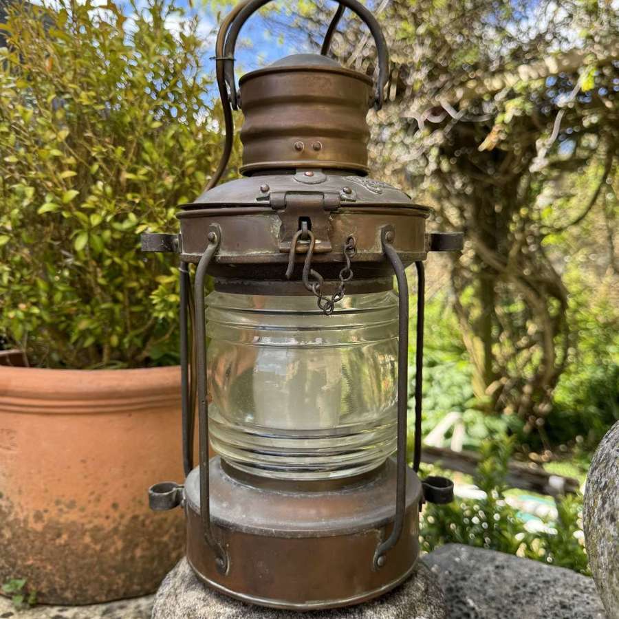 Vintage Copper & Brass Anchor Branch Marine Lantern