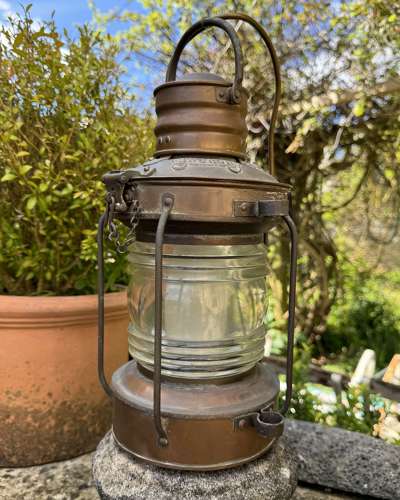 Vintage Copper & Brass Anchor Branch Marine Lantern
