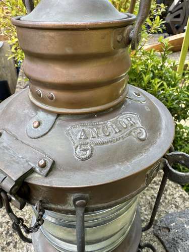 Vintage Copper & Brass Anchor Branch Marine Lantern