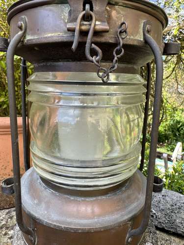 Vintage Copper & Brass Anchor Branch Marine Lantern