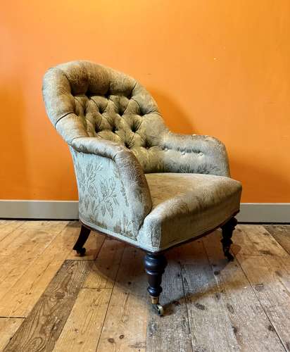 Victorian Iron Framed Button Back Armchair
